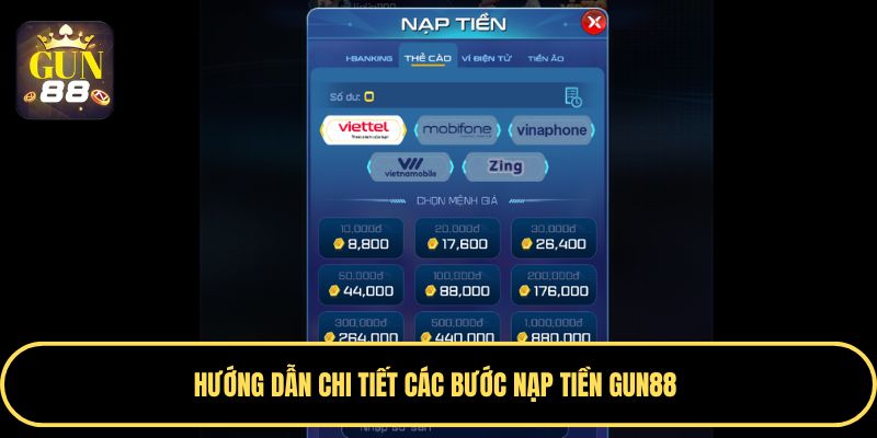 Các bước nạp tiền Gun88 cơ bản - nhanh chóng